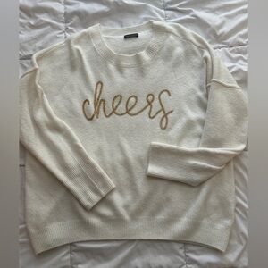 Cozy Cream Sweater with Gold Script